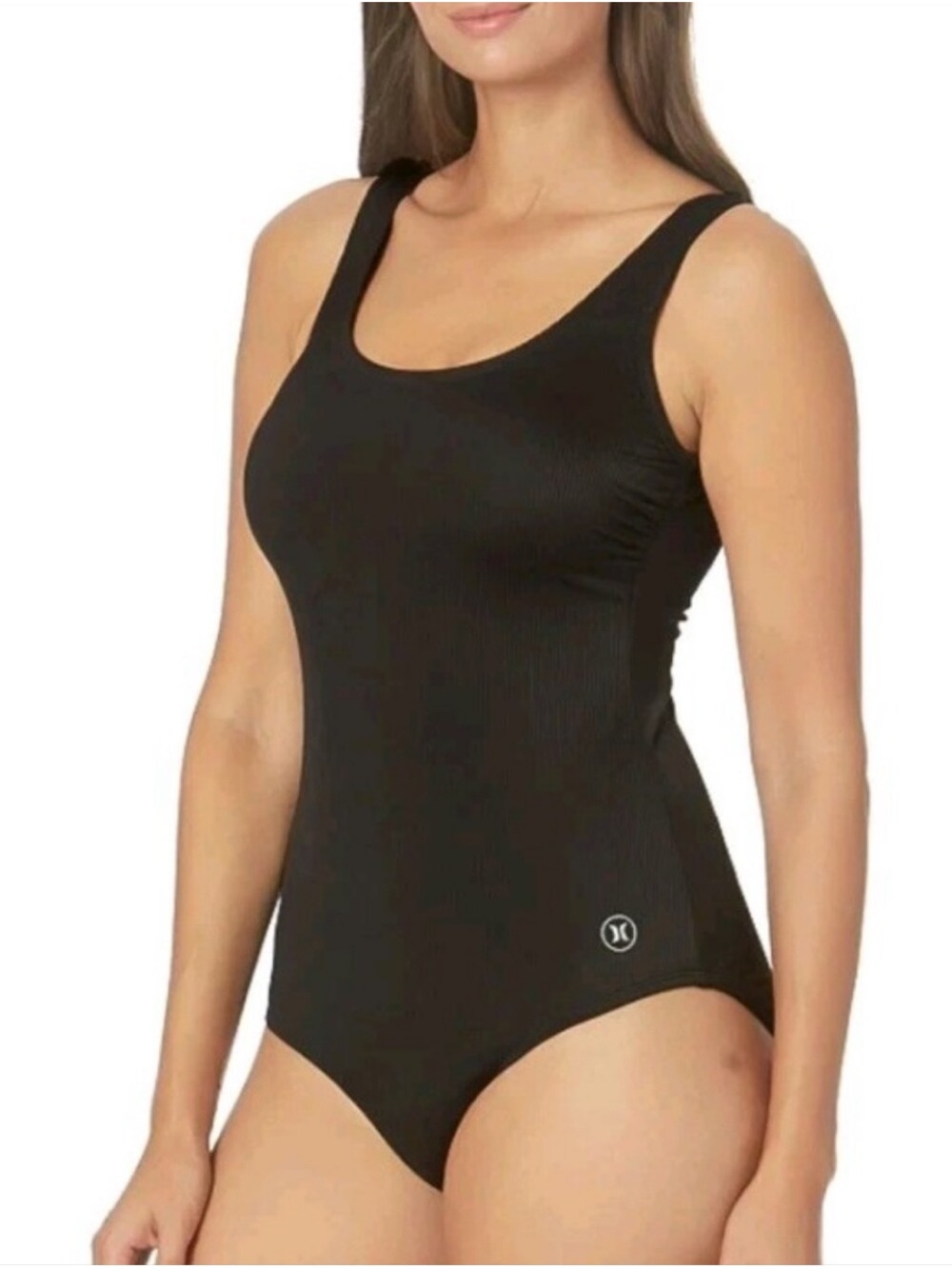 Hurley Black Ribbed One Piece Swim Bathing Suit Women's size XXL